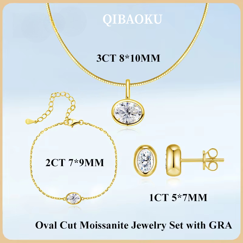 QIBAOKU Bezel Set Oval 3ct Moi - Bezels Set Pendant review and price