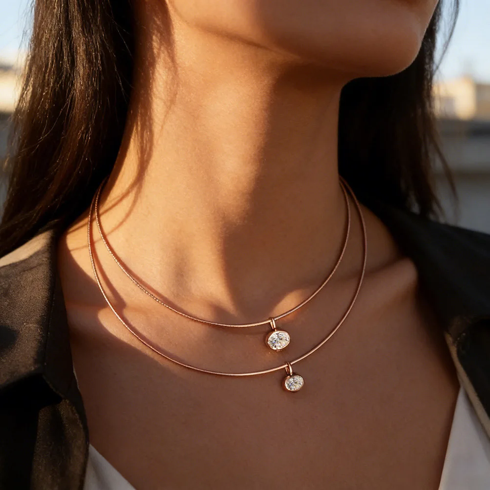 QIBAOKU Bezel Set Oval 3ct Moi - Bezels Set Pendant review and price